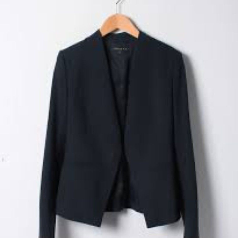 Armani exchange black collarless blazer